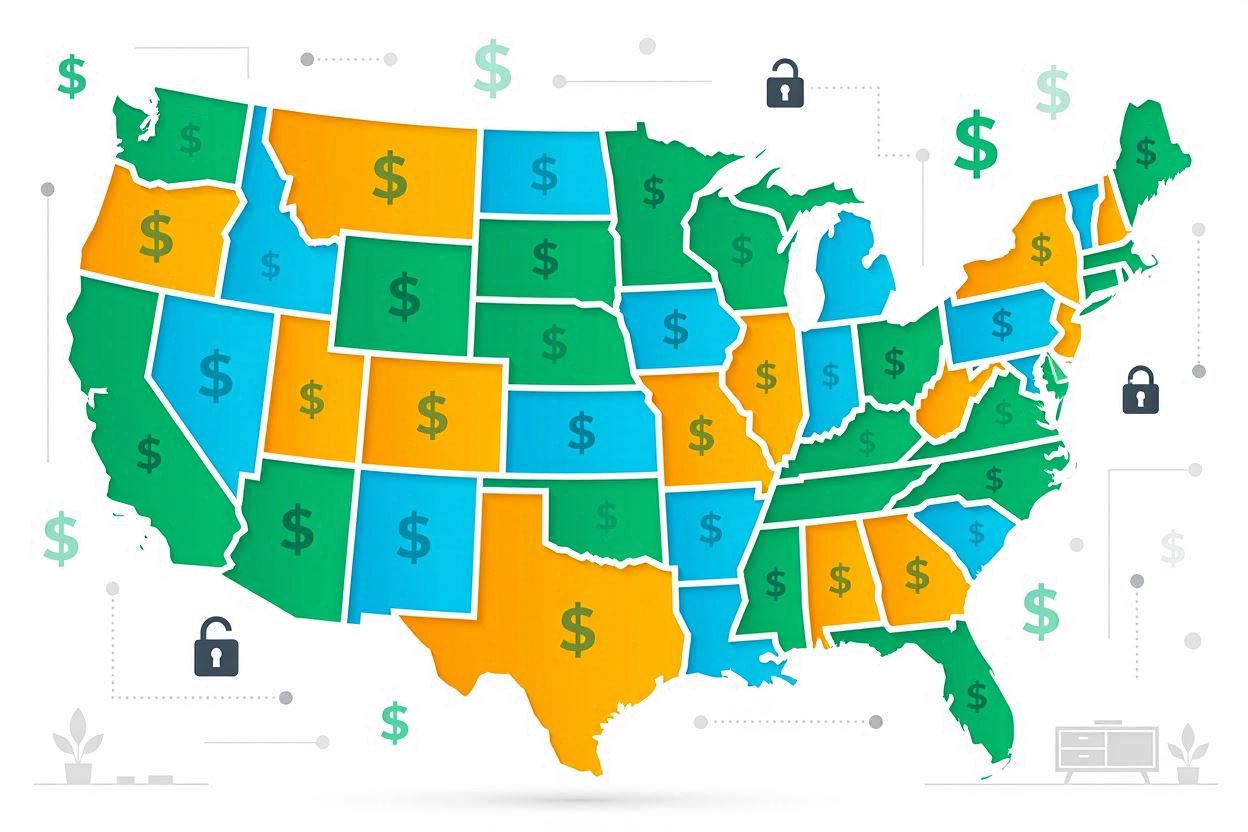 Cybersecurity salary by US state visualization with state map and salary data