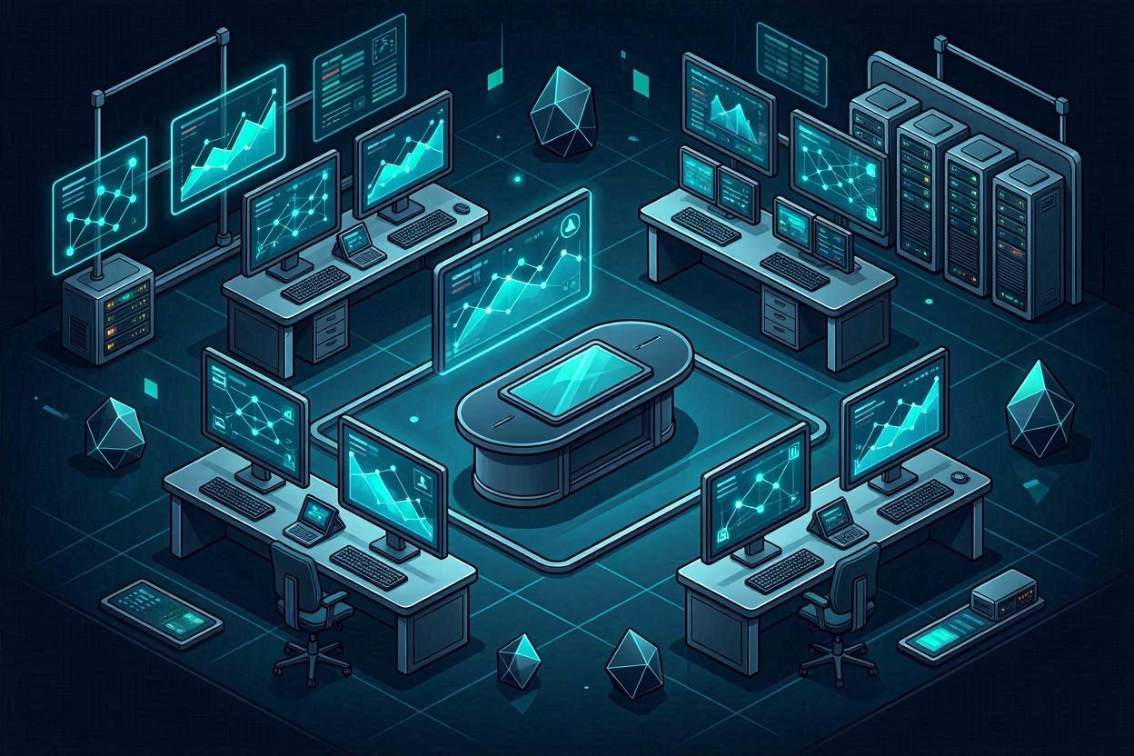 SOC operations center with monitoring screens